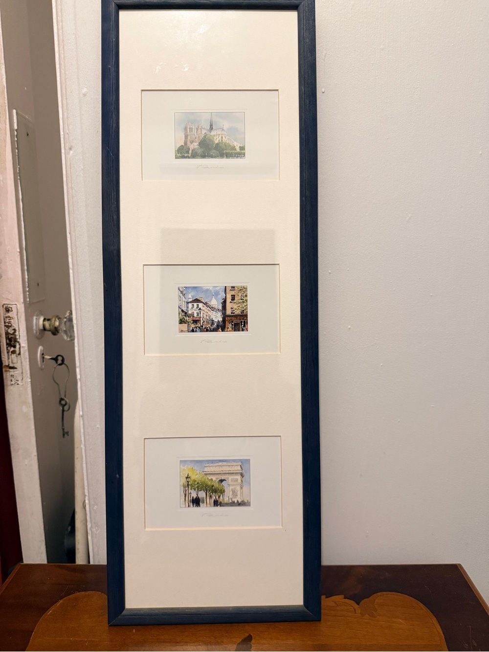 Framed Paris Postcard Triptych French Wall Art 26.75”